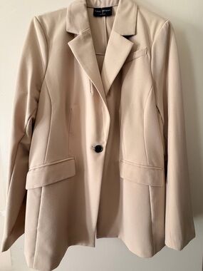 Lane Bryant Beige Tailored Single-Button Blazer